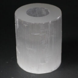 10cm Cylinder Natural White Selenite Crystal Tea Light Candle Holder