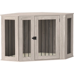 Pawhut Dog Crate Furniture For Large Dogs W/ Cushion, Door - Walnut