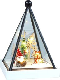 Light Up Festive Gonk Xmas Glass Holder With Scene Battery Operated