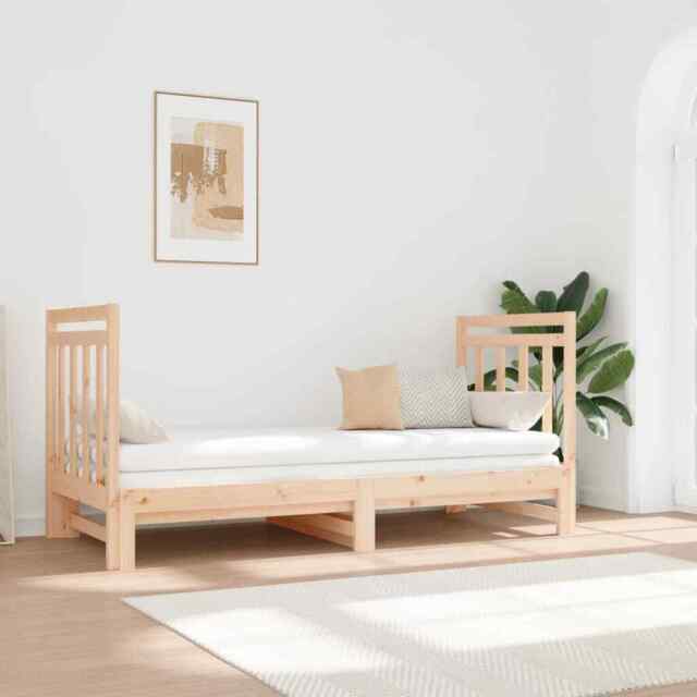 Pull-out Day Bed 2x(90x190) Cm Solid Wood Pine Vidaxl