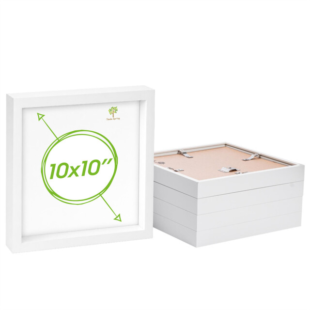 "3d Box Photo Frames - 10 X 10"" - White - Pack Of 5"