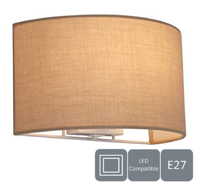 Harper Living Wall Light With Switch, Taupe Colour, Semi-circle Shade,