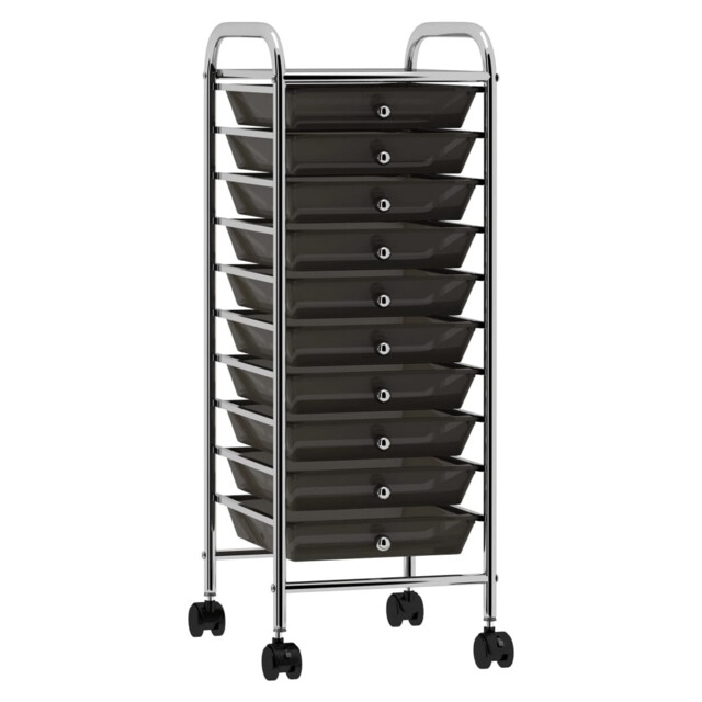 Storage Trolley 4-drawer Black Plastic With Chrome Frame 32x36.5x76cm