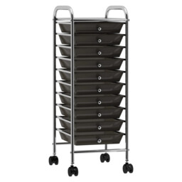 Storage Trolley 4-drawer Black Plastic With Chrome Frame 32x36.5x76cm