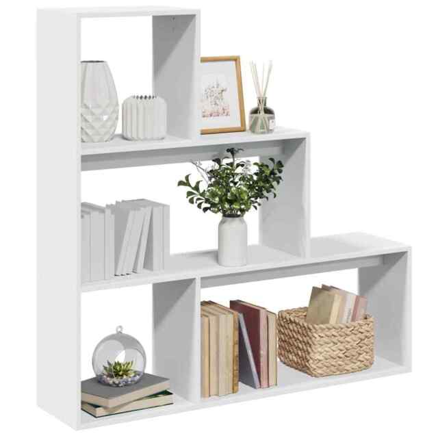 Room Divider Bookcase 3-tier White 123x29x123 Cm Engineered Wood