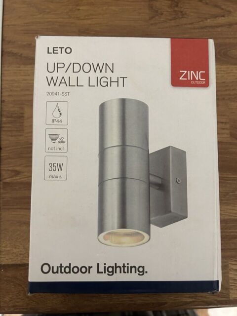 1x Stainless Steel Gu10 Wall Light Up Down Ip44 Double Indoor Outdoor