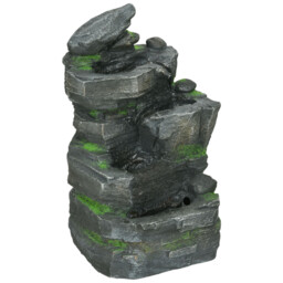 Garden Fountain 57cm Resin Dark Grey Stone 4-tier Solar Led Water