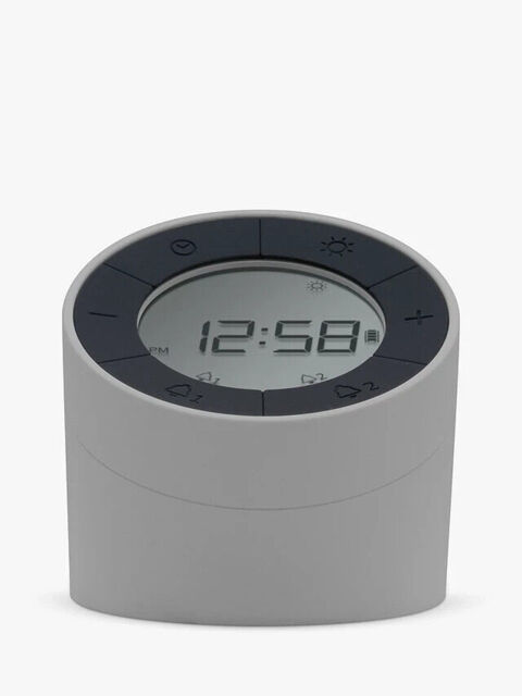 Acctim Jowie Flip Alarm Clock, Grey, Night Light, Silent Couples Alarm