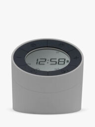 Acctim Jowie Flip Alarm Clock, Grey, Night Light, Silent Couples Alarm