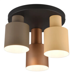 Ceiling Light Black Agudo 3 Matt Taupe Fawn & Coffee Flush Trio
