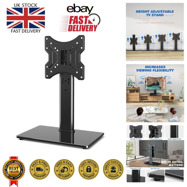 "Durable Swivel Tv Stand Base For 23-43"" Flat Curved Tvs W/ Adjustable"