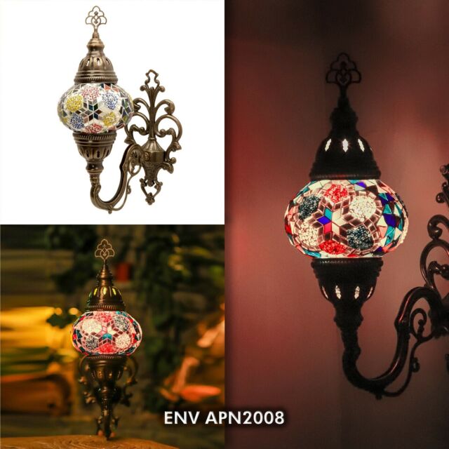 Turkish Moroccan Glass Mosaic Tiffany Wall Sconce Lamp Light Medium