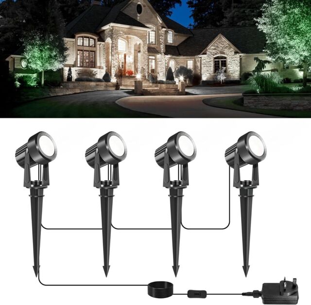 12w Led Garden Spotlights 4-pack, Ip65 Waterproof Landscape Lights,