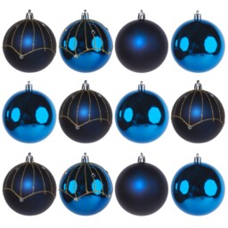Navy Blue Christmas Baubles Xmas Tree Decorations - Large 8cm Gatsby -