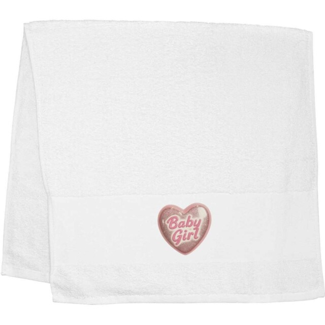 'baby Girl Heart' Hand Towel - White (tl00098175)