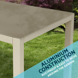 Dellonda Fusion Aluminium Glass Garden Dining Table With Parasol Hole