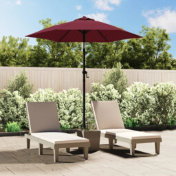 Garden Parasol Burgundy 200x224cm Uv Polyester Canopy Tiltable Crank