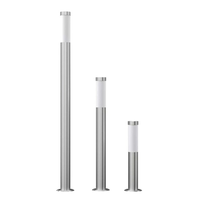Garden Light Post Set 3 Pcs Stainless Steel Outdoor Lighting Fixture