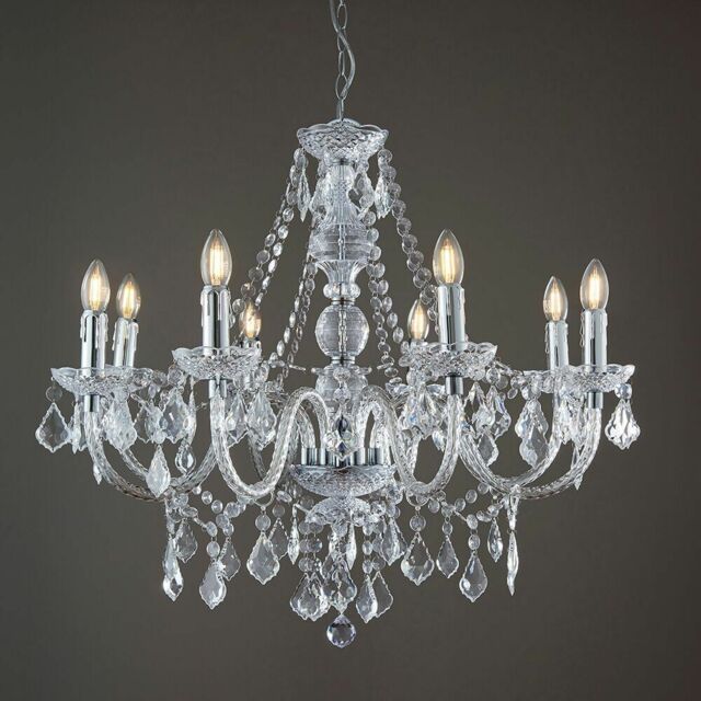 Endon Clarence 8 Lights Dimmable Chandelier Acrylic & Chrome Plate