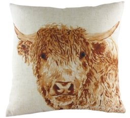 Evans Lichfield Rural Collection Cushion Cover: Angus Highland Cow