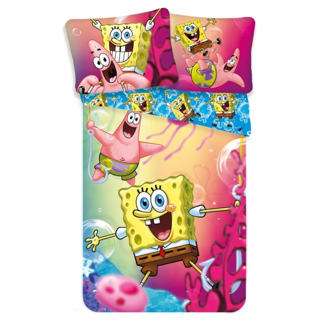 Spongebob Blue Single Duvet Cover & Pillowcase Set Eu Size Cotton