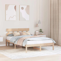 Bed Frame With Headboard Brown 140 X 190 Cm Solid Pine Wood Vidaxl