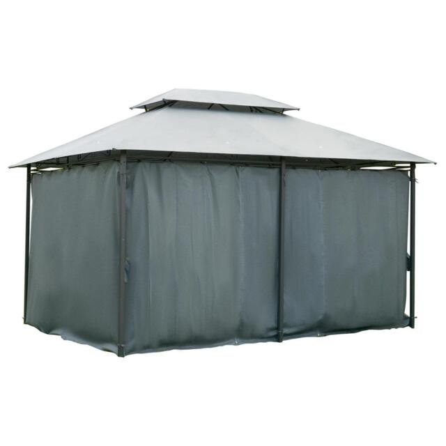 Garden Gazebo Double Roof Outdoor Canopy Shelter Curtains Solid Steel