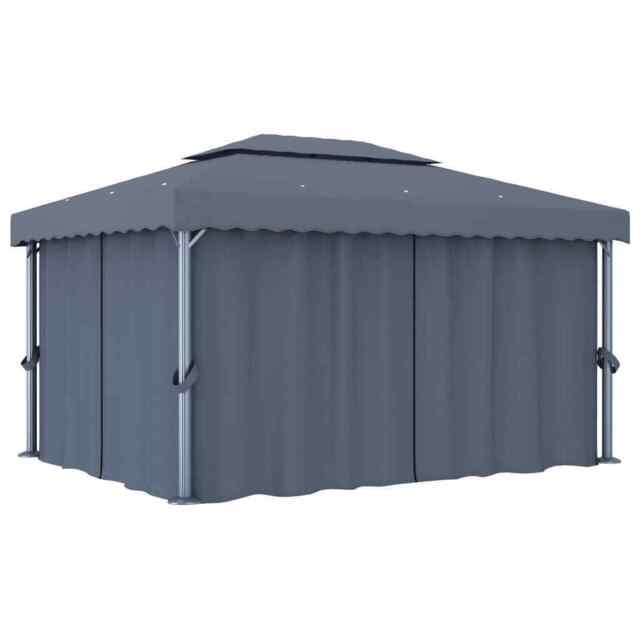 Gazebo With Curtain 4x3 M Anthracite Aluminium Vidaxl
