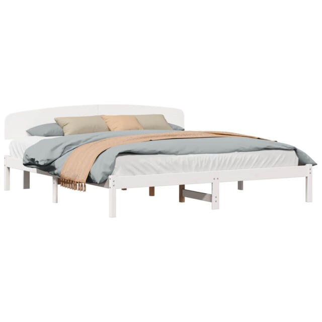 Bed Frame With Headboard Solid Pine Wood Modern Bedroom Furniture