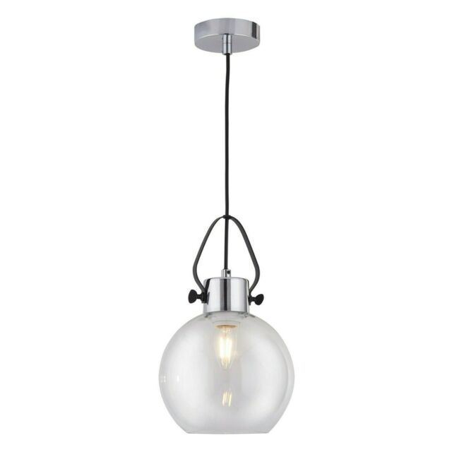 Lighting Collection 700336 Globe Pendant Ceiling Light Chrome Glass