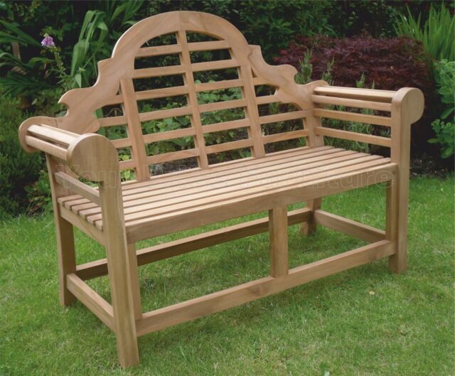 Lutyens Teak Wood Garden Bench 150cm 5ft Marlborough 3 Seat Chunky