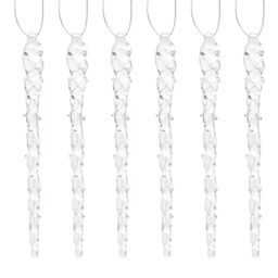 Christmas Tree Decoration 6 Pack Clear Glass Twisted Icicles