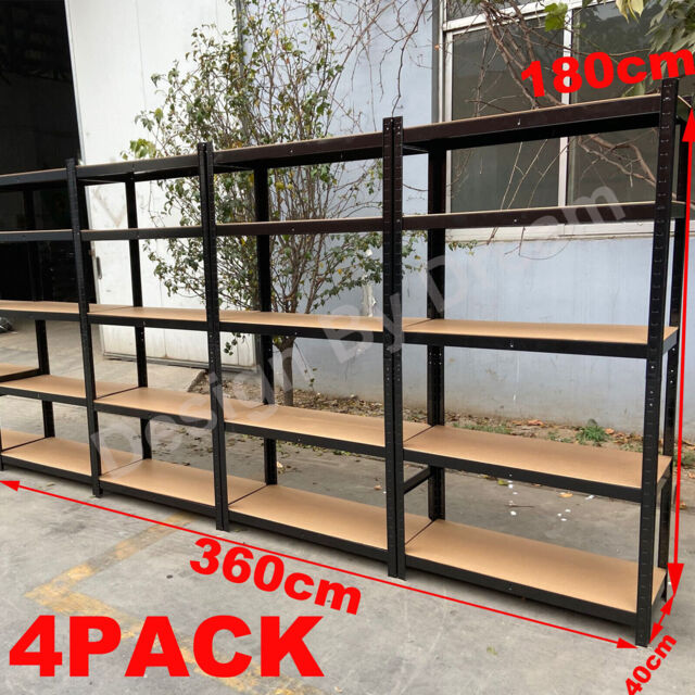 4x Garage Shed 5 Tier Racking Storage Shelving Units Boltless No Bolts