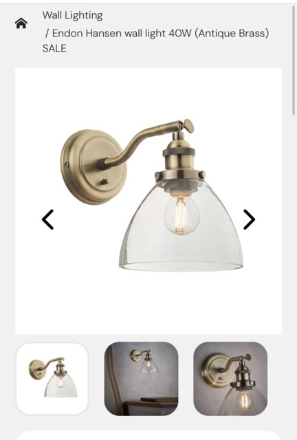 Set Of 2 Hansen Antique Brass Wall Lights Sconces 40w