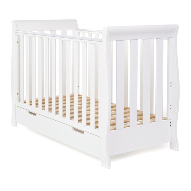 Obaby Stamford Mini Cot Bed & Drawer - Classic Sleigh Design - Baby To