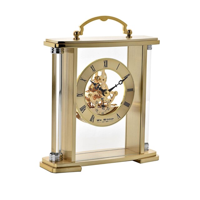 Personalised Gold Plated Mantel Skeleton Clock - Engraved Gift