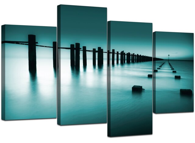Large Teal Bedroom Landscape Canvas Wall Art Pictures Prints Xl 4089