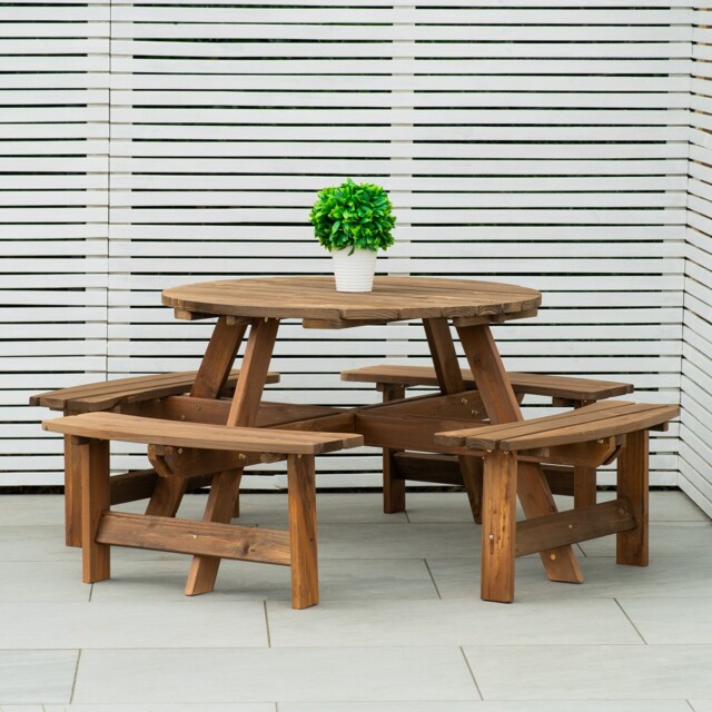 Woodside 8 Seater Round Outdoor Pressure Treated Pub Bench/garden