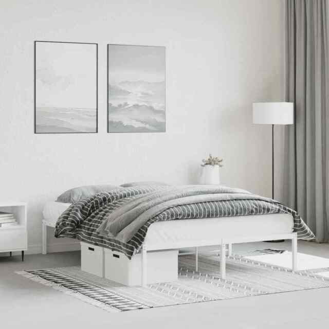 Metal Bed Frame White 140x200 Cm Vidaxl