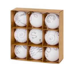 Christmas Shatterproof Baubles 9 Pack 60mm Tree Decoration White