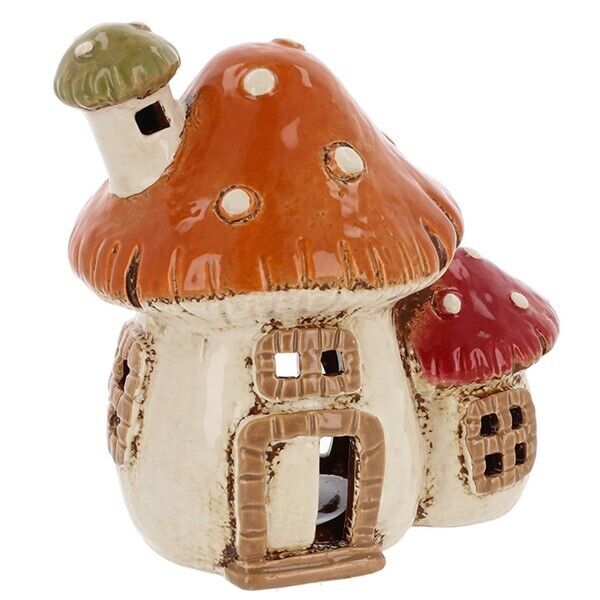 Shudehill Giftware Village Pottery 2 Mushroom House Tealight Holder