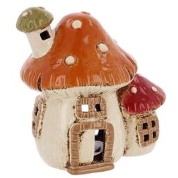 Shudehill Giftware Village Pottery 2 Mushroom House Tealight Holder