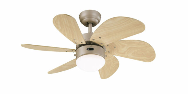Small Ceiling Fan Light With Pull Chains Turbo Swirl Titanium & Maple