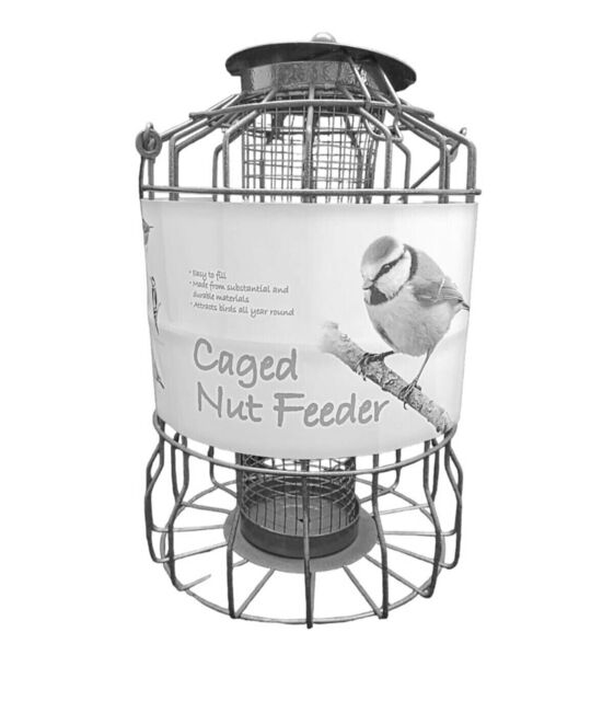 Dome Green Jem Caged Nut Wild Bird Feeder Grey Easy Refill
