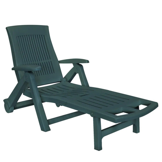 Sun Lounger With Footrest Plastic Green Vidaxl