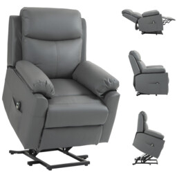 Power Lift Chair Electric Riser Recliner With Remote Control Grey