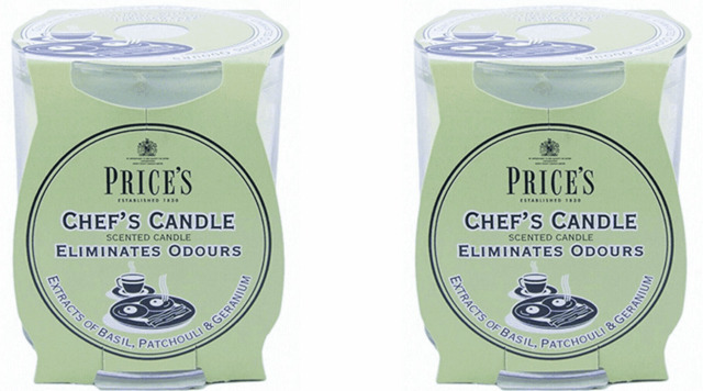 2x Price's Chef's Candle In Glass Jar - Eliminates Cooking Kitchen