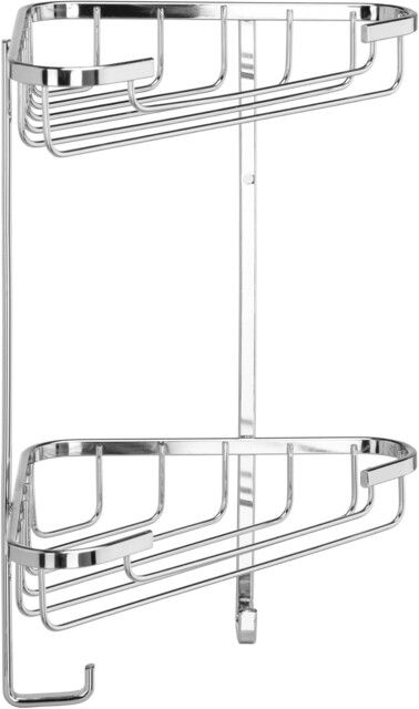Croydex Chrome Corner Shower Caddy - Medium Two Tier Mid Steel Corner