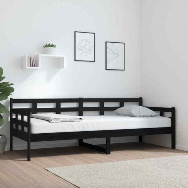 Day Bed Black Solid Wood Pine 80x200 Cm Vidaxl