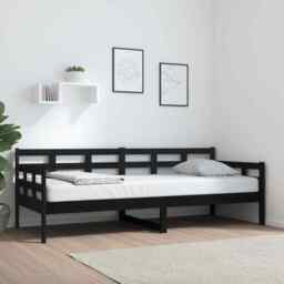 Day Bed Black Solid Wood Pine 80x200 Cm Vidaxl